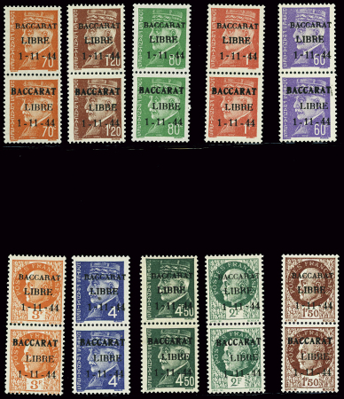 BACCARAT : série complète n°1/5 en paires horizontales
