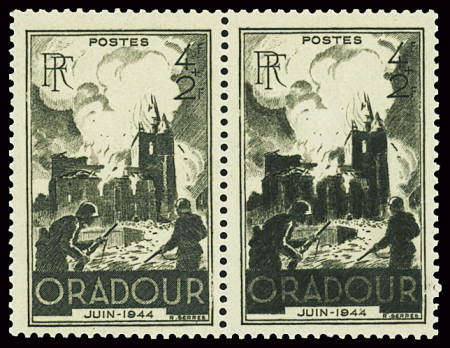 N°742 Oradour, variété surencrage tenant à normal,