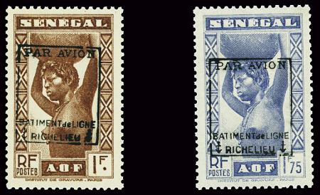 N°6 1f brun-rouge + n°7 1f75 outremer, neufs **, TTB.