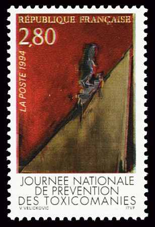 N°2908 Prévention des toxicomanies, variété couleur brune