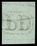 1857 1cr. carmine, wmk wavy lines, top marginal example