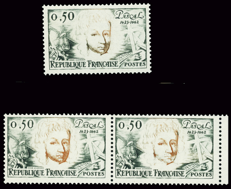 N°1344 Blaise Pascal, variété de couleur au niveau