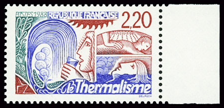 N°2556a 2f20 thermalisme, variété 2f20 rouge au lieu