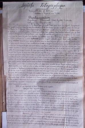 Dépêche télégraphique de Tours le 8 octobre 9h27 soir.