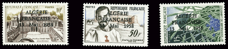 3 valeurs surchargées Algérie française 19 Mai 1958