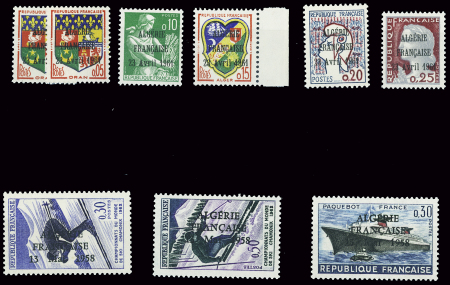 6 valeurs surchargées Algérie française 23 avril 1961