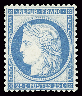 N°60B 25c bleu, Type II, neuf *, TB. Signé Calves