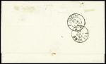 1868 5c. Light blue, in BLOCK OF FOUR, tied by lozenge