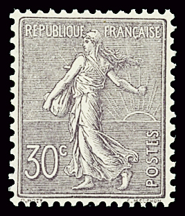 N°133 Semeuse, 30c violet, très bon centrage, neuf