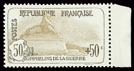 N°153 Orphelins 50c + 50c brun clair, très bon centrage,