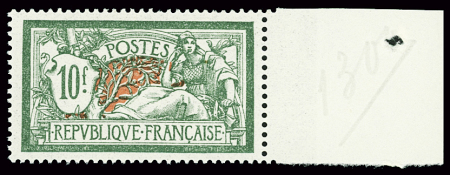 N°207 Merson, 10f vert et rouge, grand bdf, bon centrage,