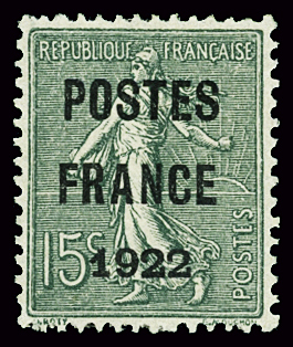 N°34 15c olive, POSTES FRANCE 1922, neuf sans gomme,