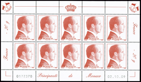 2562a sans valeur rouge (PHILAPOSTE 2009), feuille