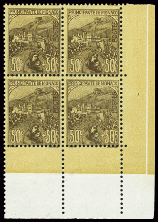 N°31 Orphelins 50c +50c, bloc de 4 cdf, neuf **, très