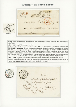 DUING et ALBY Deux pages d'exposition avec 4 lettres