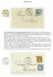 ANNECY 1860-1876, 22 lettres sur pages d'exposition