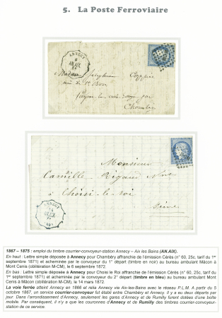 LA POSTE FERROVIAIRE Six lettres sur pages d'exposition