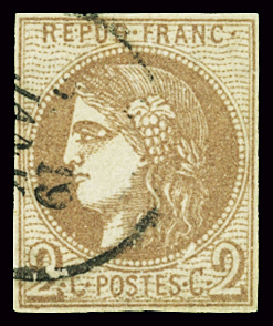 N°40Bb obl. Rare nuance marron annotée par Jacquart