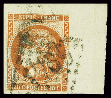 N°48j Rare nuance vermillon vif annoté de la main de