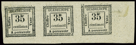 N°11f Très rare essai recto verso en bande de 3, superbe.