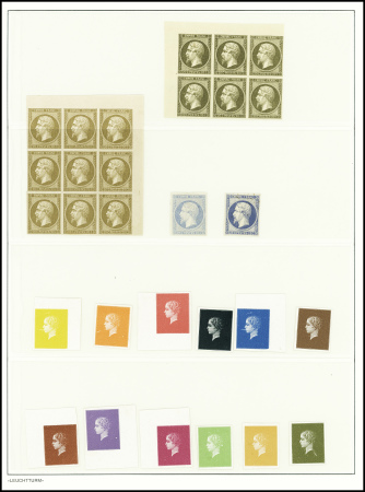 70 essais de couleur Napoléon et Cérès, plus Colis-Postaux