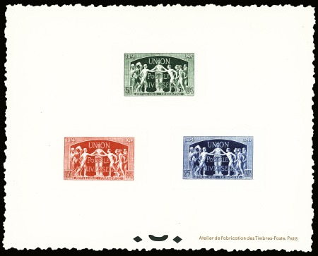 N°850/852 75è anniversaire de l'UPU, rare épreuve collective