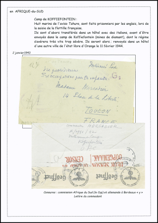 5 plis de marins français de l'aviso Tahure saisi