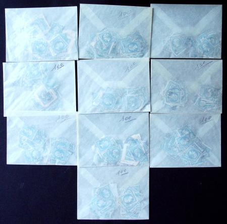 N°22 20c bleu x 1000 timbres obl, TB