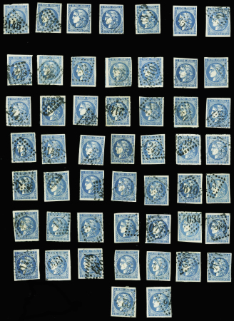 N°46 20c bleu type III x 50 timbres obl TB