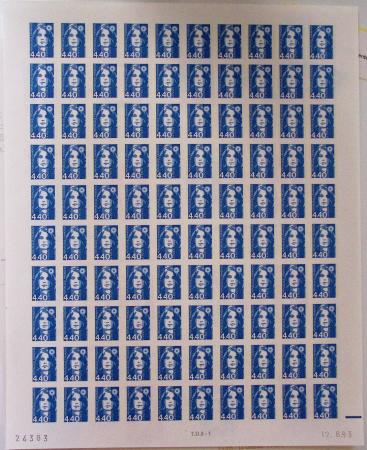 N°2820/2822 Marianne de Briat 3 valeurs en feuille