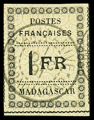 N°12 1f noir sur jaune obl TB