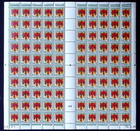 N°287 1f sur 2f Auvergne feuille de 100t CD 16-5-5