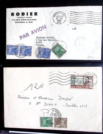 34 lettres avec taxe gerbes dont 2 exemplaires ave