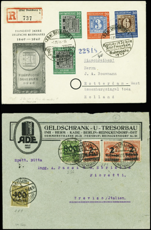 55 lettres dont Allemagne bizone n°76 à 78 sur 2 l