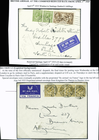 3 lettres de Grande Bretagne par avion Air France 