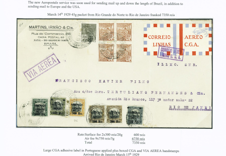 14.3.1929 grande lettre de 45 grammes de Rio Grand