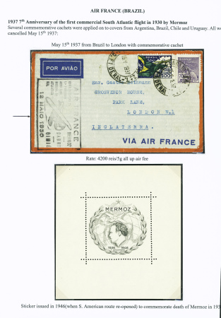 6 lettres du Brésil (1935 - 1937) + 1 bloc feuille