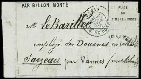 Lettre à en-tête "par ballon monté" (timbre décoll