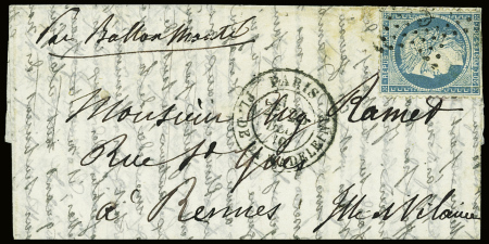 N°37 obl étoile 3 + CAD "Paris PL. de la Madeleine