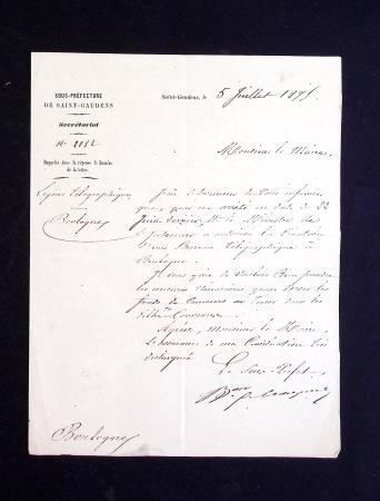 Ensemble de courriers relatifs à l'organisation des