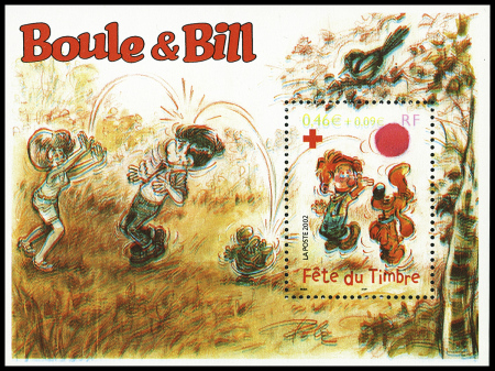 N°46 Boule & Bill, variété double impression donnant