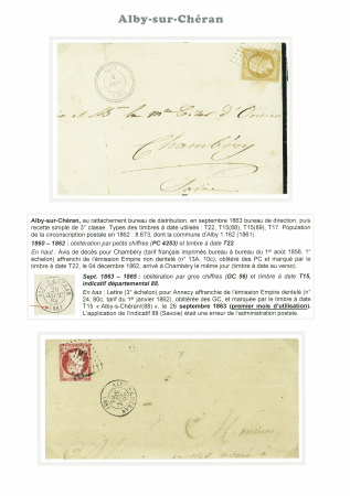 ALBY 1862-1875, Six lettres sur pages d'exposition