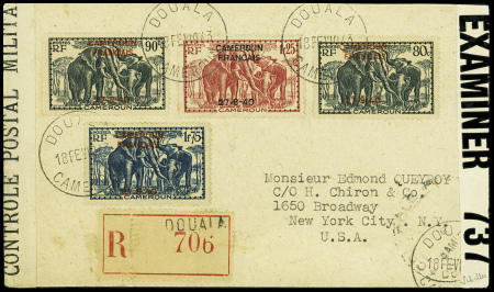 N°221+222+223+227 obl. sur lettre peu commune avec