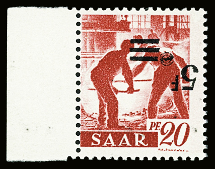 N°222Aa **. Rare surcharge renversée, petit BDF. Gomme