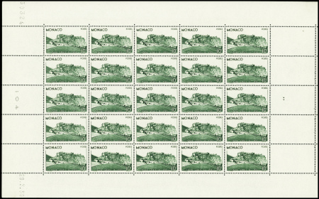 N°184 Stade Louis II, 10f vert en feuille de 25, neuf