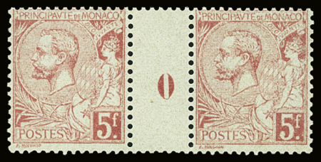 N°21 5f rose en paire avec millésime 0, neuf **, TTB