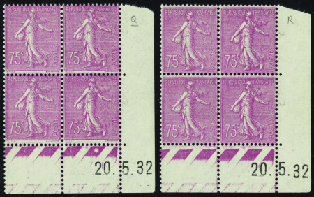 N°202a 75c Semeuse lignée type II 20-5-32 les 2 ga