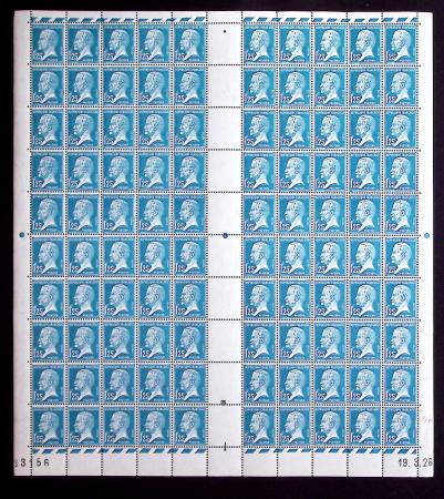 N°180 1f25 Pasteur feuille de 100 timbres datée 19