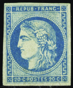 N°45A 20c bleu type II report 1 neuf * TB certific