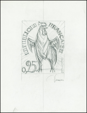 N°1331 0,25 Coq projet non émis signé Decaris
